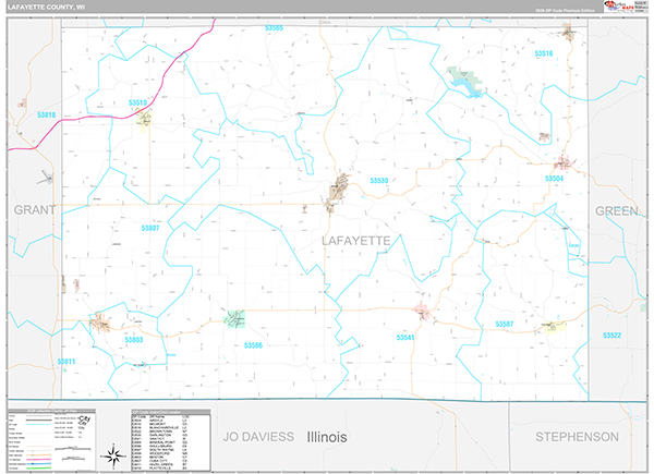 Lafayette County, WI Wall Map