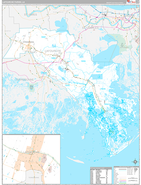 Lafourche County, LA Wall Map