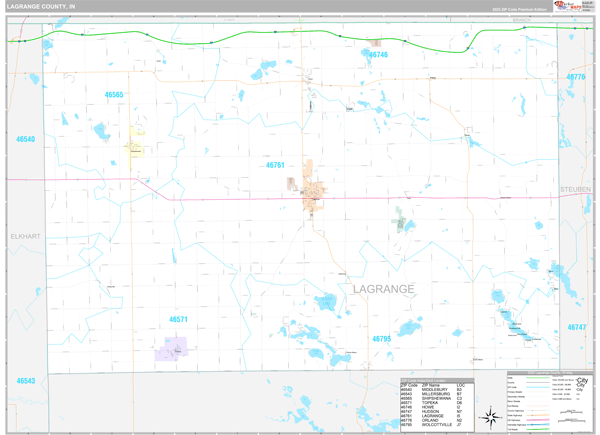 Lagrange County, IN Map Premium Style