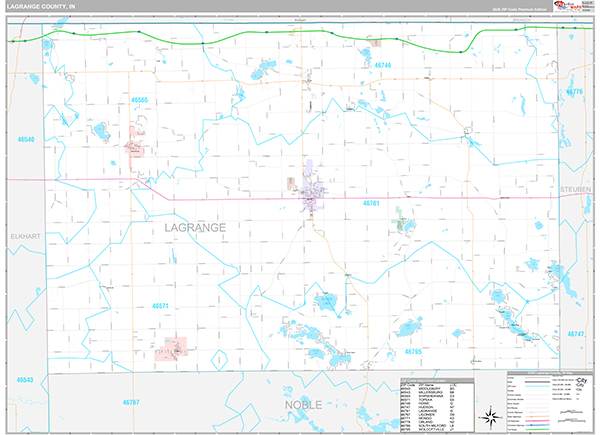 Lagrange County, IN Zip Code Map