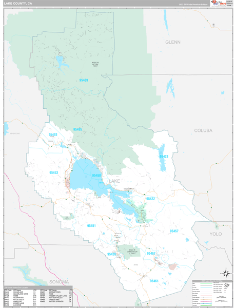 Lake County, CA Wall Map Premium Style