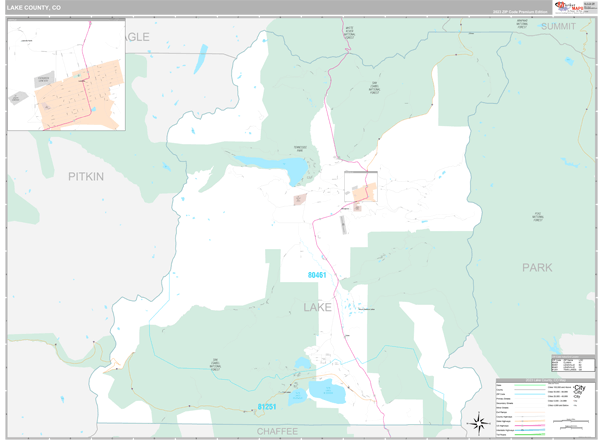 Lake County, CO Wall Map Premium Style