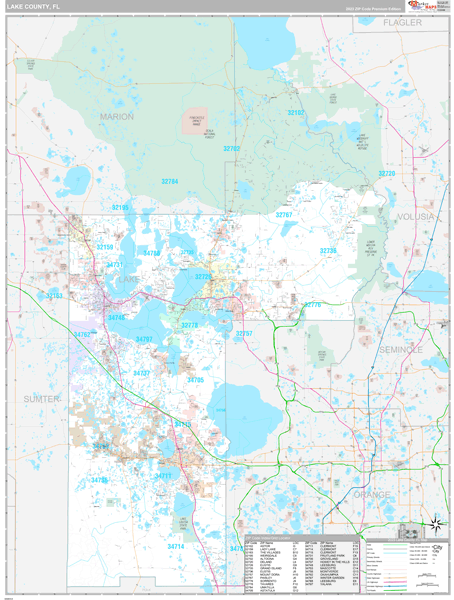 Lake County, FL Wall Map Premium Style
