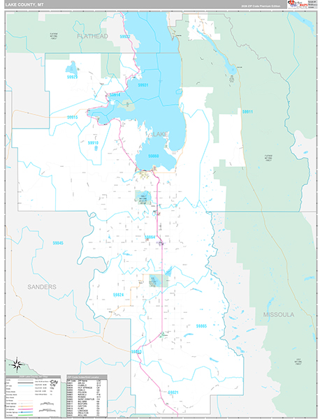 Lake County, MT Wall Map
