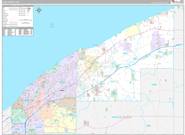 Lake County, OH Zip Code Map