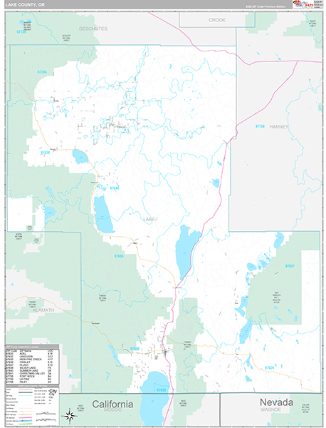 Lake County, OR Wall Map