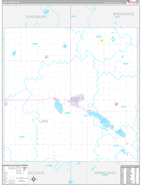Lake County, SD Carrier Route Wall Map