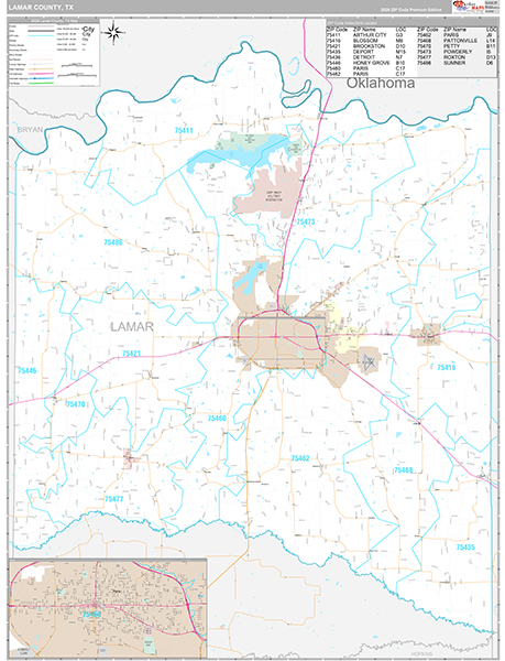 Lamar County, TX Zip Code Map