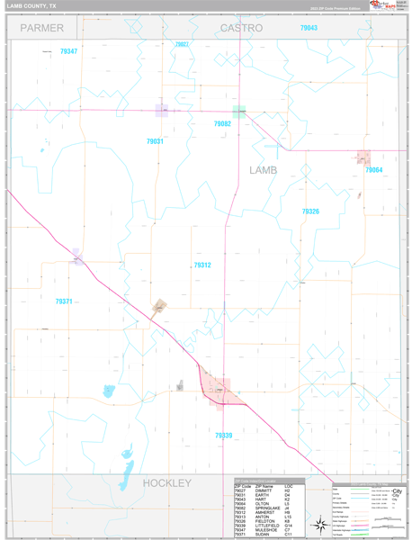 Lamb County, TX Wall Map