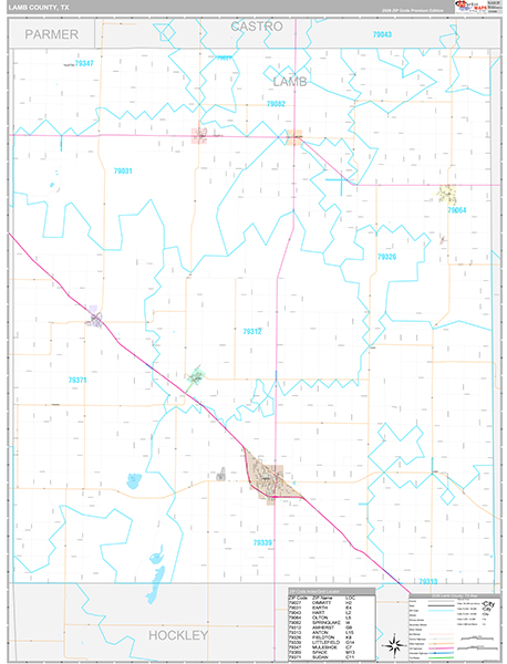 Lamb County, TX Zip Code Map
