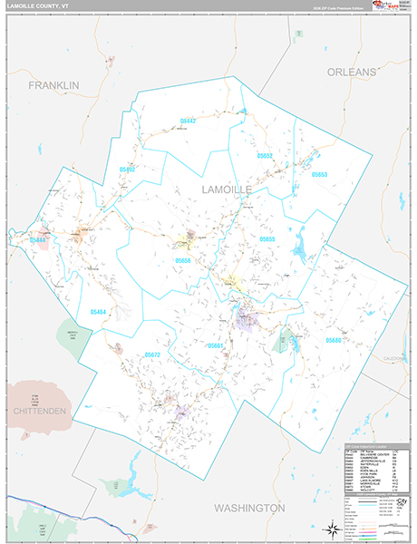 Lamoille County, VT Wall Map