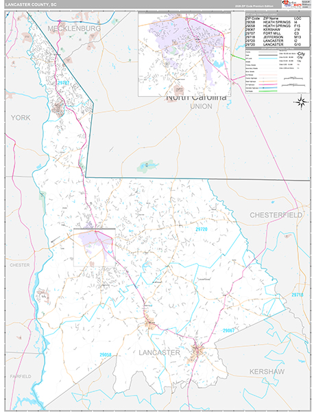 Lancaster County, SC Wall Map
