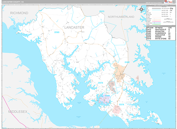 Lancaster County, VA Wall Map