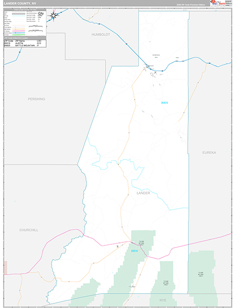 Lander County, NV Wall Map