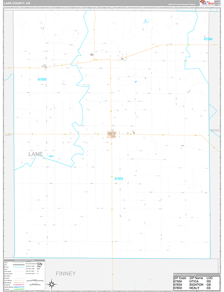 Lane County, KS Wall Map