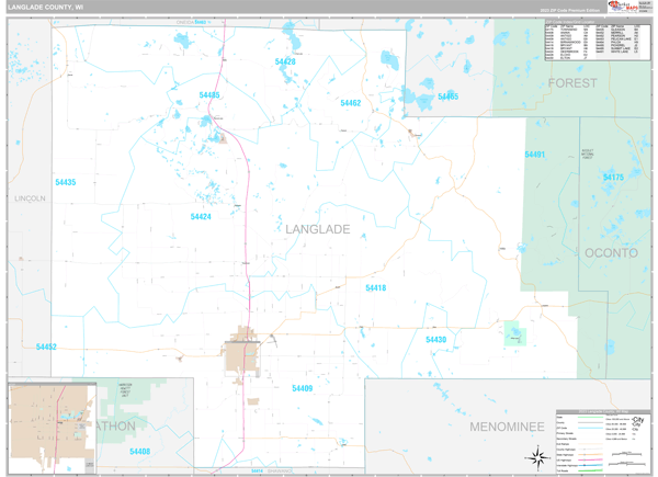 Langlade County, WI Wall Map Premium Style