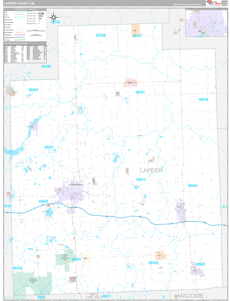 Lapeer County, MI Wall Map