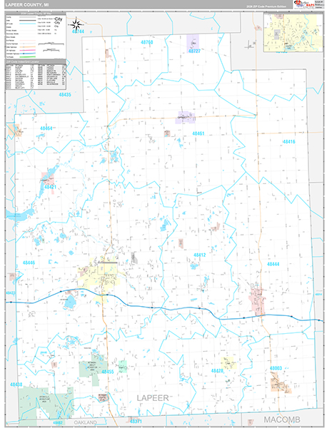 Lapeer County, MI Zip Code Map