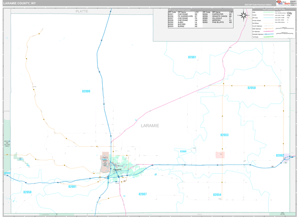 Laramie County, WY Carrier Route Wall Map