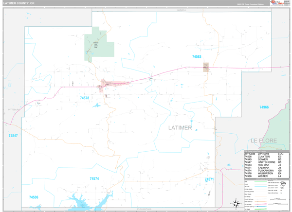 Latimer County, OK Wall Map