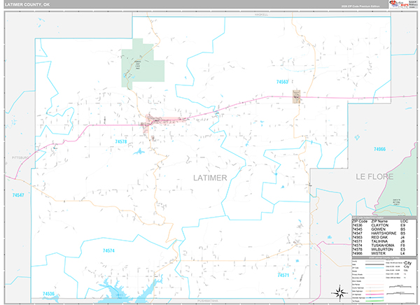 Latimer County, OK Wall Map