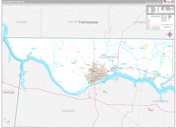 Lauderdale County, AL Zip Code Map