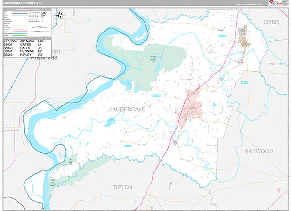 Lauderdale County, TN Zip Code Map