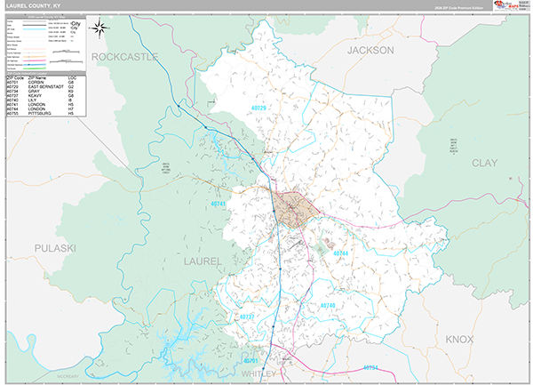 Laurel County, KY Zip Code Map