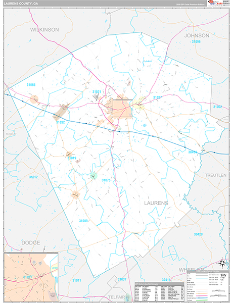 Laurens County, GA Zip Code Map