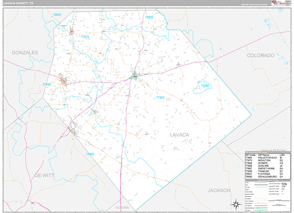 Lavaca County, TX Zip Code Map