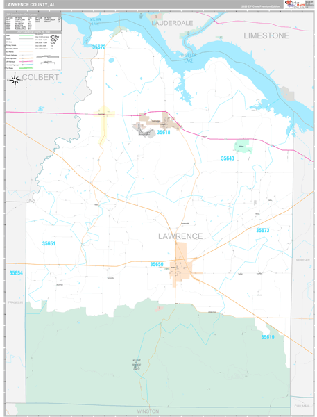 Lawrence County, AL Zip Code Map