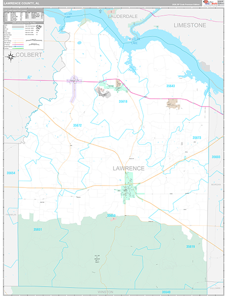 Lawrence County, AL Zip Code Map