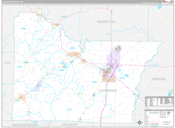 Lawrence County, AR Zip Code Map