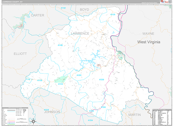 Lawrence County, KY Zip Code Map