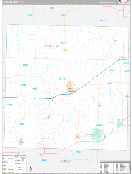 Lawrence County, MO Zip Code Map