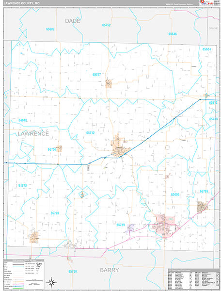 Lawrence County, MO Wall Map
