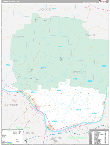 Lawrence County, OH Wall Map