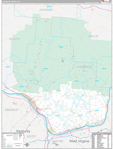 Lawrence County, OH Zip Code Map