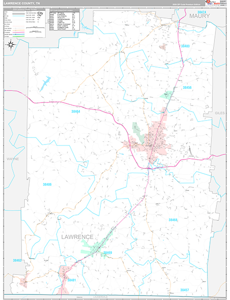 Lawrence County, TN Zip Code Map