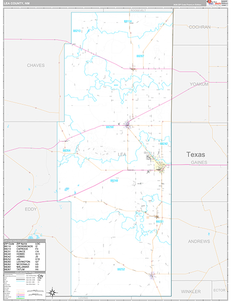 Lea County, NM Zip Code Map
