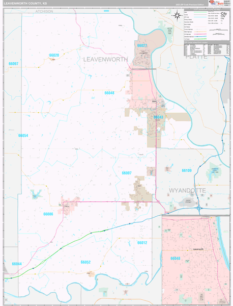 Leavenworth County, KS Carrier Route Wall Map