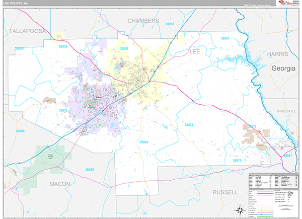 Lee County, AL Zip Code Map