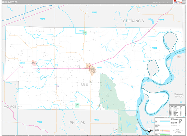 Lee County, AR Zip Code Map