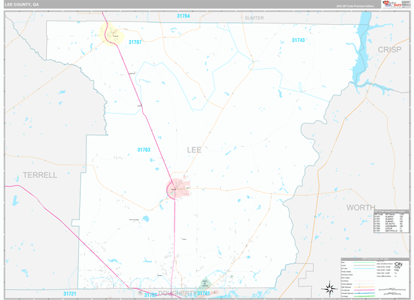 Lee County, GA Carrier Route Wall Map