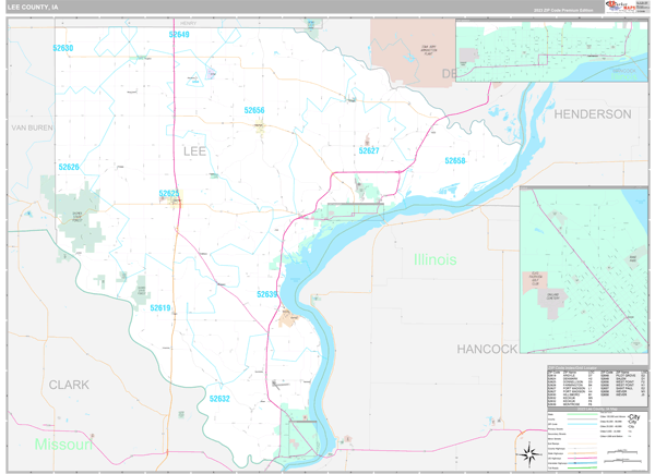 Lee County, IA Zip Code Map - Premium - MarketMAPS
