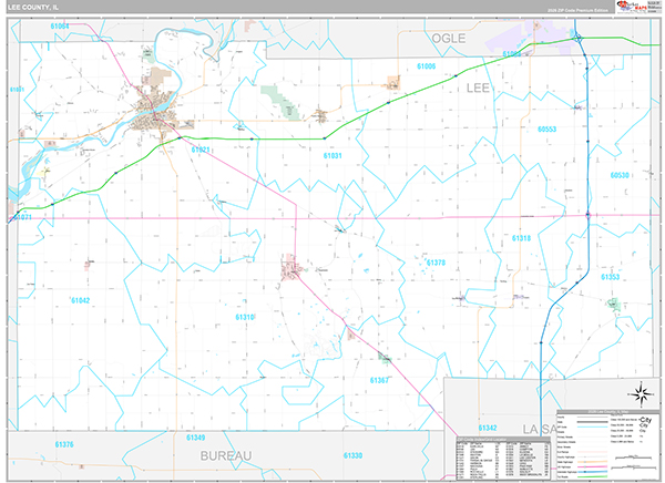 Lee County, IL Zip Code Map