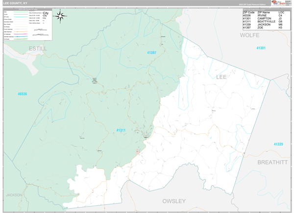 Lee County, KY Zip Code Map