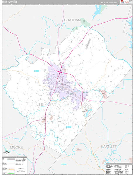 Lee County, NC Wall Map