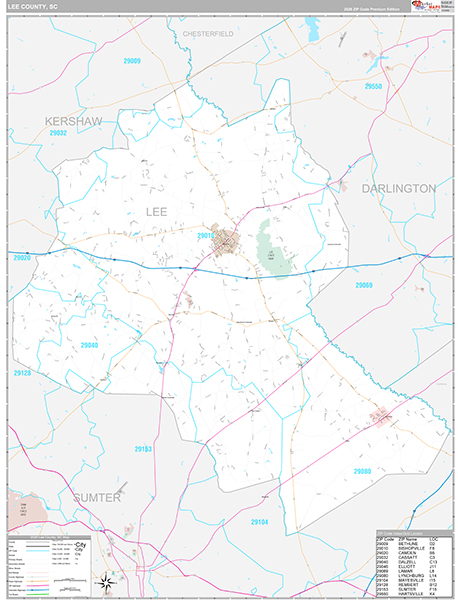 Lee County, SC Wall Map