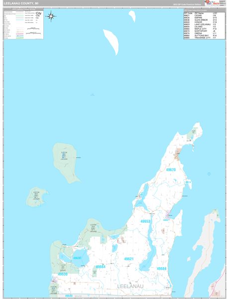 Leelanau County, MI Carrier Route Wall Map